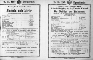 Theaterzettel (Oper und Burgtheater in Wien) 18720908 Seite: 1