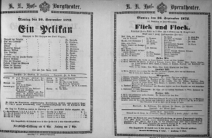 Theaterzettel (Oper und Burgtheater in Wien) 18720916 Seite: 1
