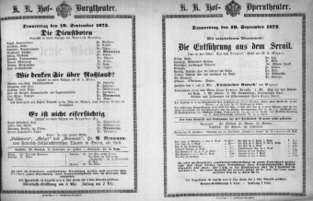 Theaterzettel (Oper und Burgtheater in Wien) 18720919 Seite: 1