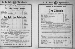 Theaterzettel (Oper und Burgtheater in Wien) 18720922 Seite: 1