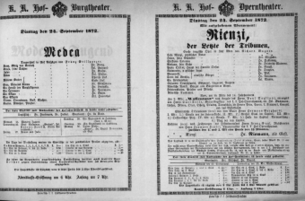 Theaterzettel (Oper und Burgtheater in Wien) 18720924 Seite: 1