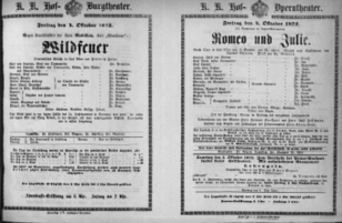 Theaterzettel (Oper und Burgtheater in Wien) 18721004 Seite: 1
