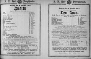 Theaterzettel (Oper und Burgtheater in Wien) 18721006 Seite: 1