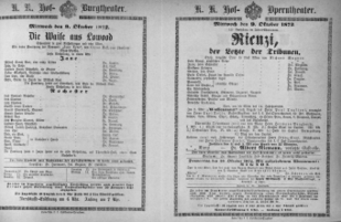 Theaterzettel (Oper und Burgtheater in Wien) 18721009 Seite: 1