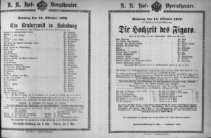 Theaterzettel (Oper und Burgtheater in Wien) 18721013 Seite: 1