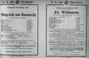 Theaterzettel (Oper und Burgtheater in Wien) 18721015 Seite: 1