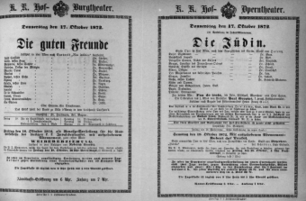 Theaterzettel (Oper und Burgtheater in Wien) 18721017 Seite: 1