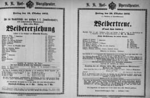 Theaterzettel (Oper und Burgtheater in Wien) 18721018 Seite: 1