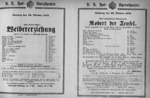 Theaterzettel (Oper und Burgtheater in Wien) 18721019 Seite: 1