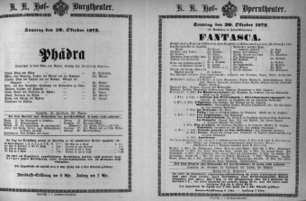 Theaterzettel (Oper und Burgtheater in Wien) 18721020 Seite: 1