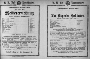 Theaterzettel (Oper und Burgtheater in Wien) 18721022 Seite: 1