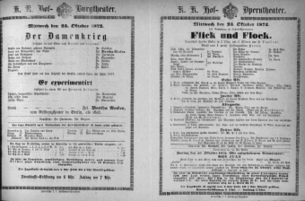 Theaterzettel (Oper und Burgtheater in Wien) 18721023 Seite: 1