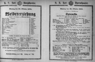 Theaterzettel (Oper und Burgtheater in Wien) 18721028 Seite: 1