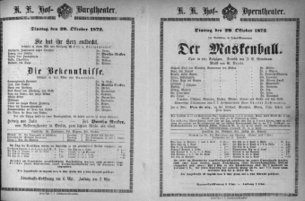 Theaterzettel (Oper und Burgtheater in Wien) 18721029 Seite: 1