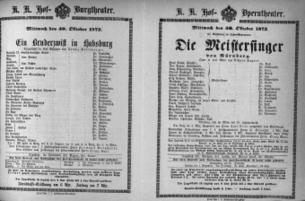 Theaterzettel (Oper und Burgtheater in Wien) 18721030 Seite: 1