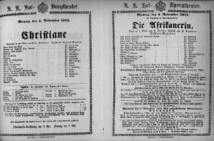 Theaterzettel (Oper und Burgtheater in Wien) 18721104 Seite: 1