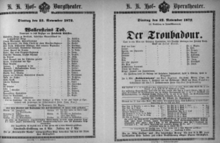Theaterzettel (Oper und Burgtheater in Wien) 18721112 Seite: 1
