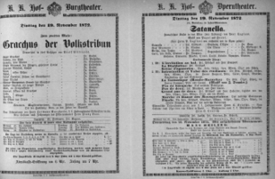 Theaterzettel (Oper und Burgtheater in Wien) 18721119 Seite: 1