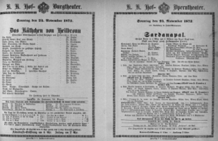 Theaterzettel (Oper und Burgtheater in Wien) 18721124 Seite: 1