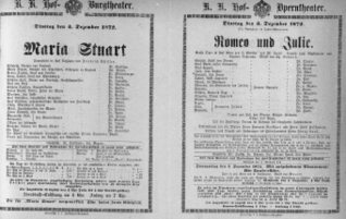 Theaterzettel (Oper und Burgtheater in Wien) 18721203 Seite: 1