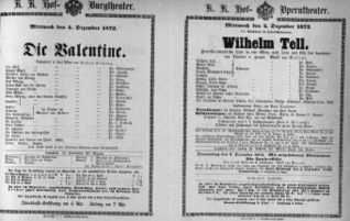 Theaterzettel (Oper und Burgtheater in Wien) 18721204 Seite: 1