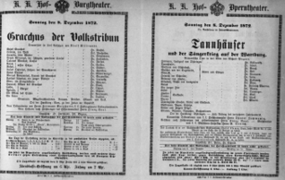 Theaterzettel (Oper und Burgtheater in Wien) 18721208 Seite: 1