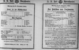 Theaterzettel (Oper und Burgtheater in Wien) 18721209 Seite: 1