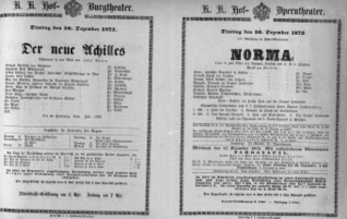 Theaterzettel (Oper und Burgtheater in Wien) 18721210 Seite: 1