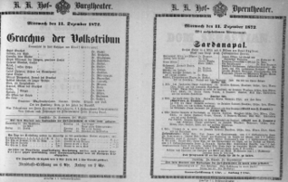 Theaterzettel (Oper und Burgtheater in Wien) 18721211 Seite: 1