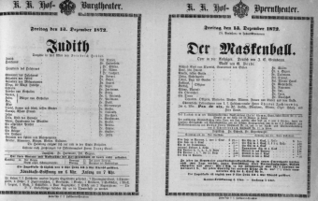 Theaterzettel (Oper und Burgtheater in Wien) 18721213 Seite: 1