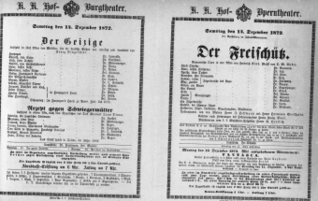 Theaterzettel (Oper und Burgtheater in Wien) 18721214 Seite: 1