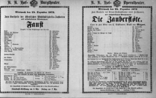 Theaterzettel (Oper und Burgtheater in Wien) 18721225 Seite: 1