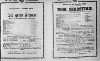 Theaterzettel (Oper und Burgtheater in Wien) 18721227 Seite: 1