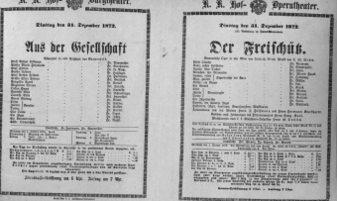 Theaterzettel (Oper und Burgtheater in Wien) 18721231 Seite: 1
