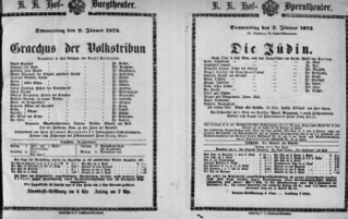 Theaterzettel (Oper und Burgtheater in Wien) 18730102 Seite: 1