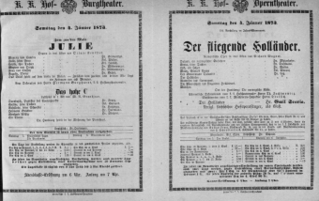 Theaterzettel (Oper und Burgtheater in Wien) 18730104 Seite: 1