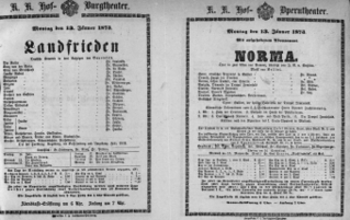 Theaterzettel (Oper und Burgtheater in Wien) 18730113 Seite: 1
