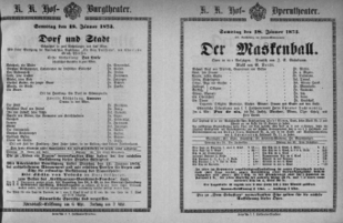 Theaterzettel (Oper und Burgtheater in Wien) 18730118 Seite: 1