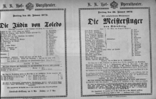Theaterzettel (Oper und Burgtheater in Wien) 18730131 Seite: 1