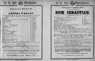 Theaterzettel (Oper und Burgtheater in Wien) 18730201 Seite: 1