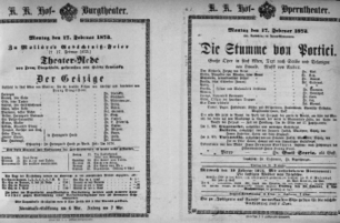 Theaterzettel (Oper und Burgtheater in Wien) 18730217 Seite: 1