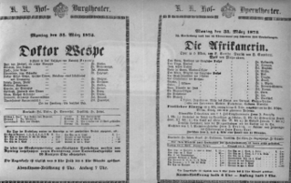 Theaterzettel (Oper und Burgtheater in Wien) 18730331 Seite: 1