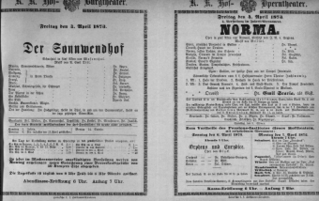 Theaterzettel (Oper und Burgtheater in Wien) 18730404 Seite: 1