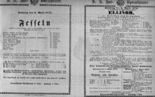 Theaterzettel (Oper und Burgtheater in Wien) 18730405 Seite: 1