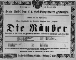 Theaterzettel (Oper und Burgtheater in Wien) 18730413 Seite: 1