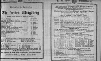 Theaterzettel (Oper und Burgtheater in Wien) 18730415 Seite: 1