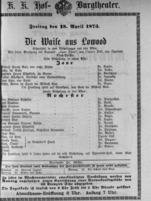 Theaterzettel (Oper und Burgtheater in Wien) 18730418 Seite: 1