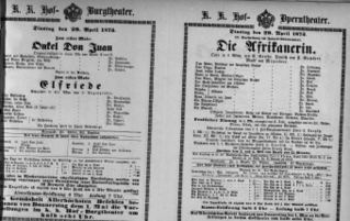 Theaterzettel (Oper und Burgtheater in Wien) 18730429 Seite: 1