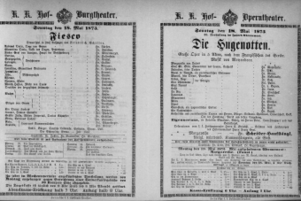Theaterzettel (Oper und Burgtheater in Wien) 18730518 Seite: 1
