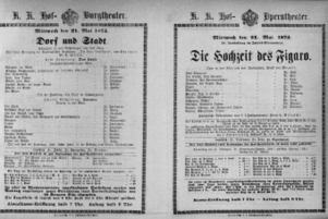 Theaterzettel (Oper und Burgtheater in Wien) 18730521 Seite: 1